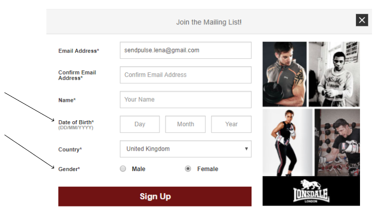 subscription form