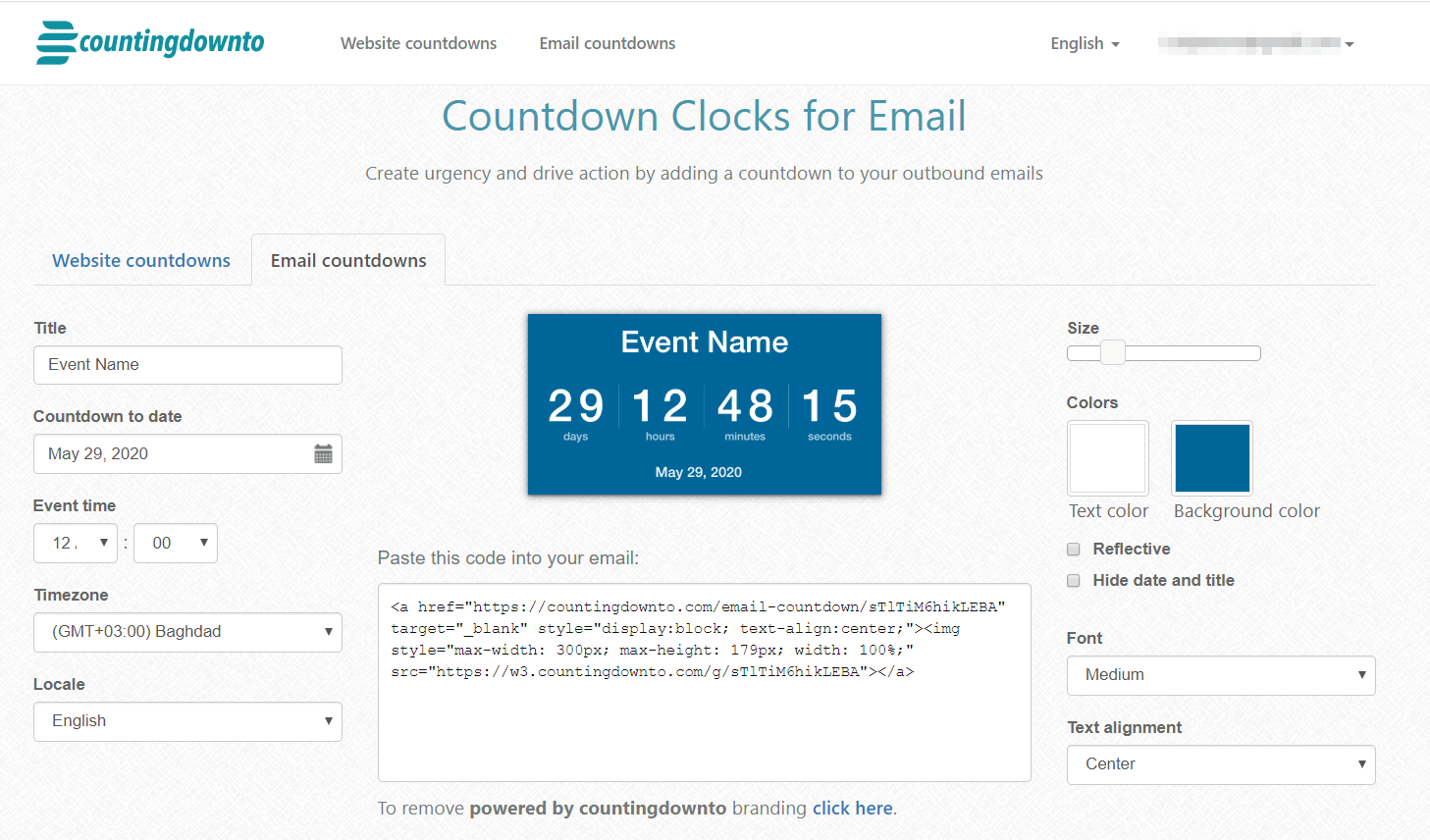 Countingdownto interface Countingdownto interface