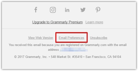Grammarly email preferences