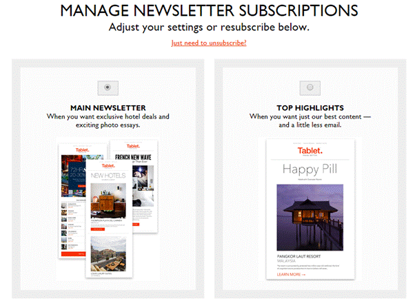 email preferences in subscription form email preferences in subscription form