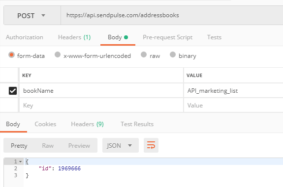 Создание адресной книги в SendPulse через API Создание адресной книги в SendPulse через API