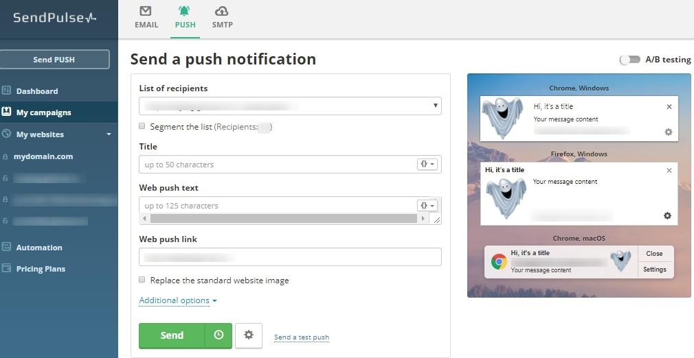 web push notification in sendpulse web push notification in sendpulse