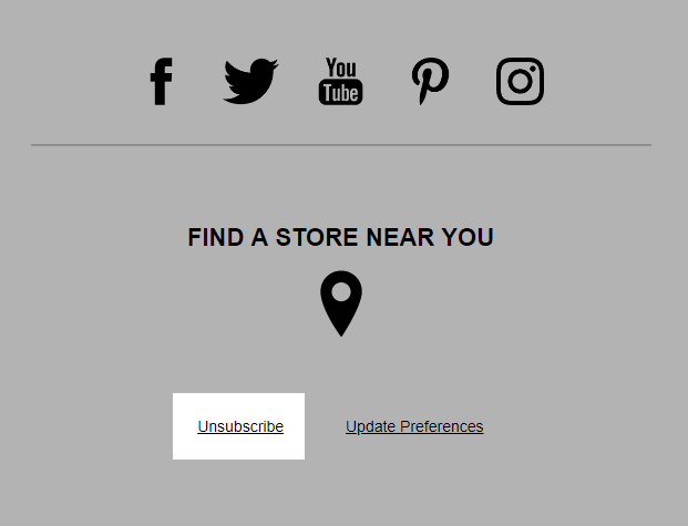 unsubscribe link in email footer unsubscribe link in email footer