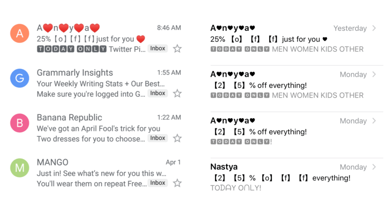 unicode email text unicode email text