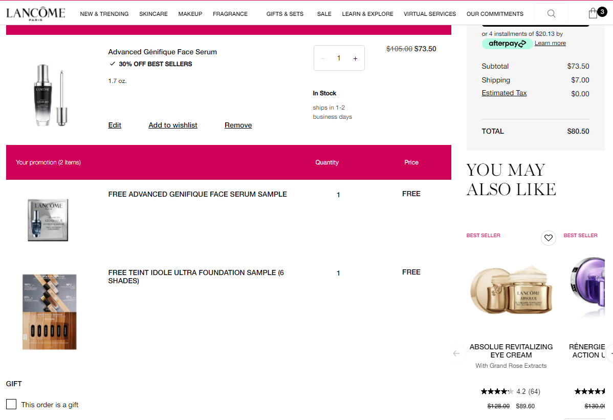 lancome_upselling example lancome_upselling example