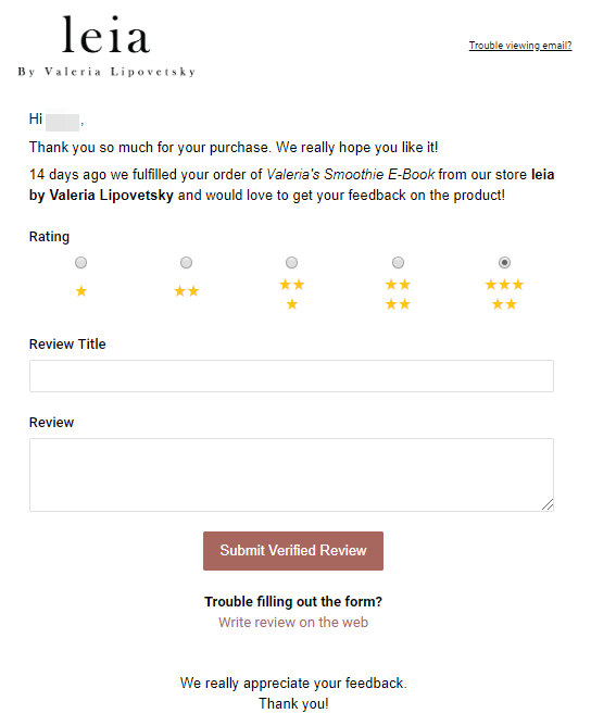 email asking for review email asking for review