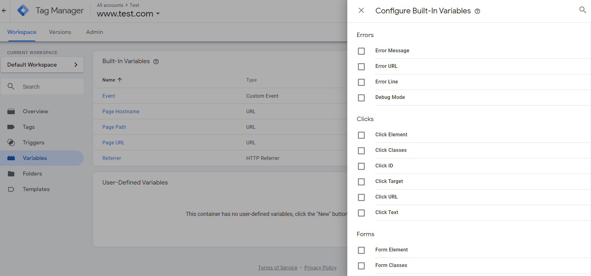 tag manager variables tag manager variables