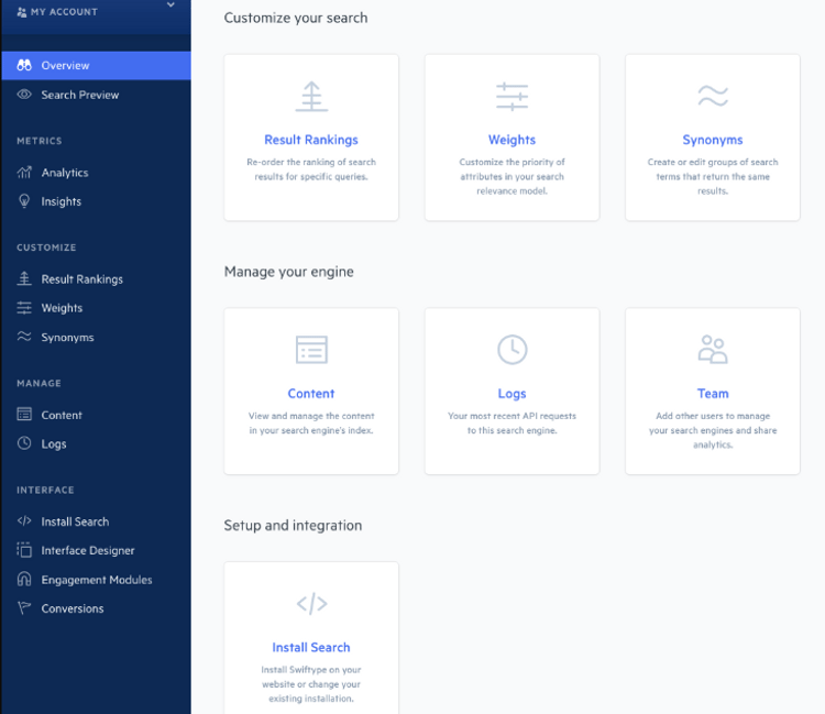Swiftype Site Search interface Swiftype Site Search interface