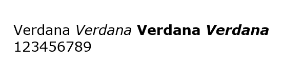 Начертание шрифта Verdana Начертание шрифта Verdana
