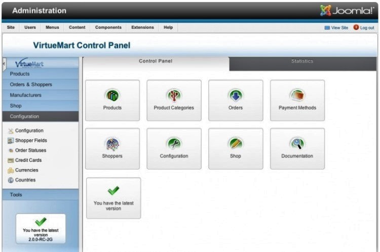 VirtueMart interface VirtueMart interface