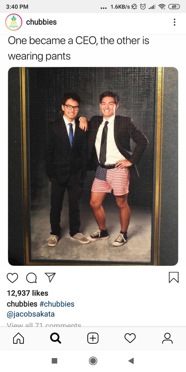 Example of Chubbies’ tone of voice on Instagram Example of Chubbies’ tone of voice on Instagram