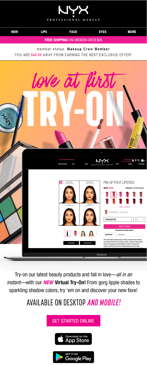An email from NYX beauty brand An email from NYX beauty brand