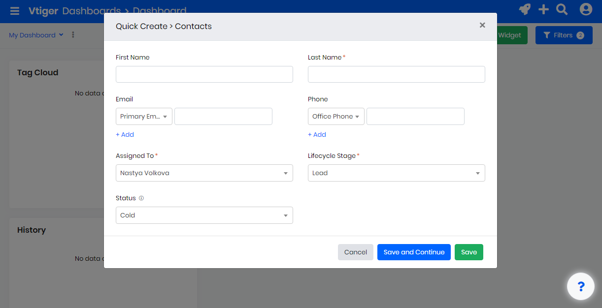 vtiger crm interface vtiger crm interface