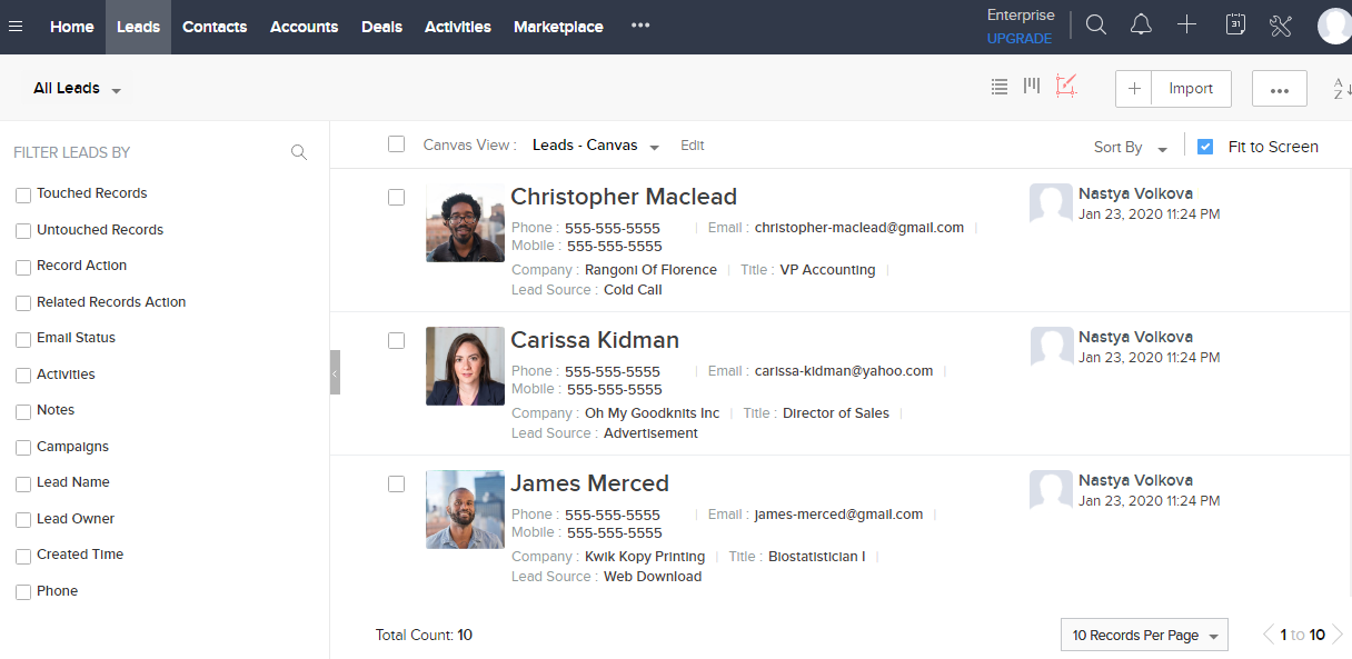 zoho crm software interface zoho crm software interface