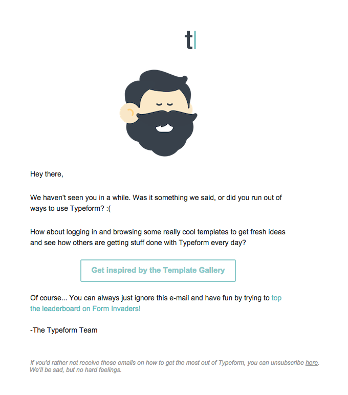 Реактивационное письмо от Typeform Реактивационное письмо от Typeform