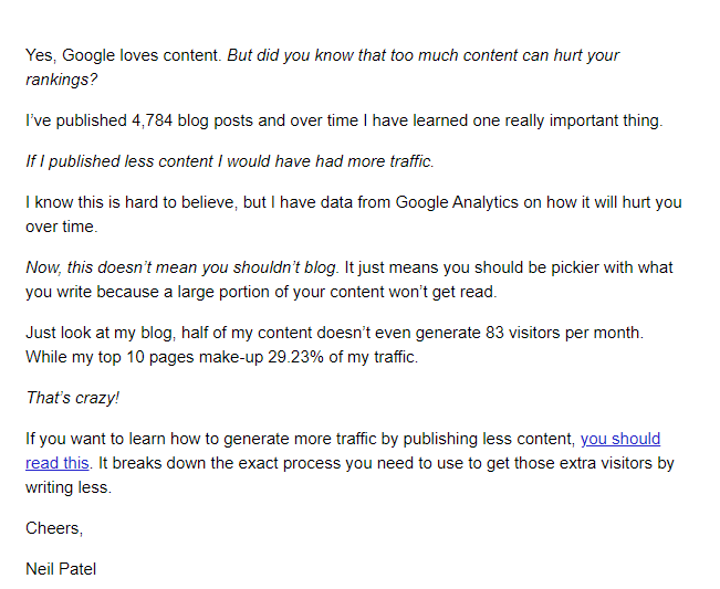 text-only email example text-only email example