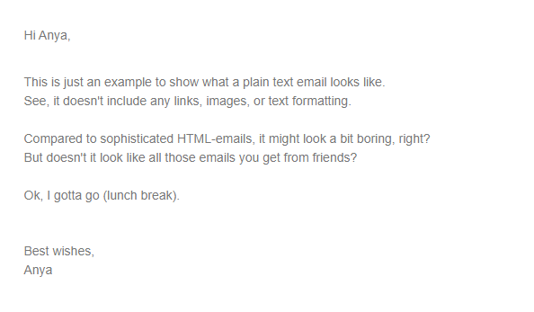 text-only email example text-only email example