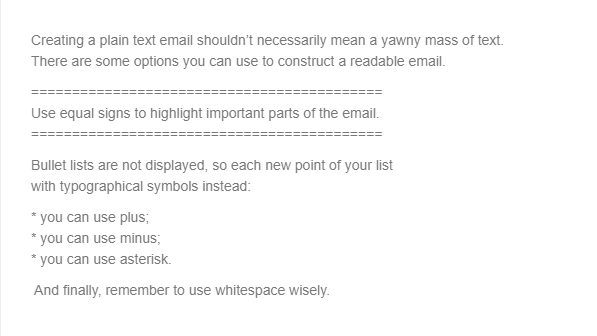 plain text email formatting plain text email formatting