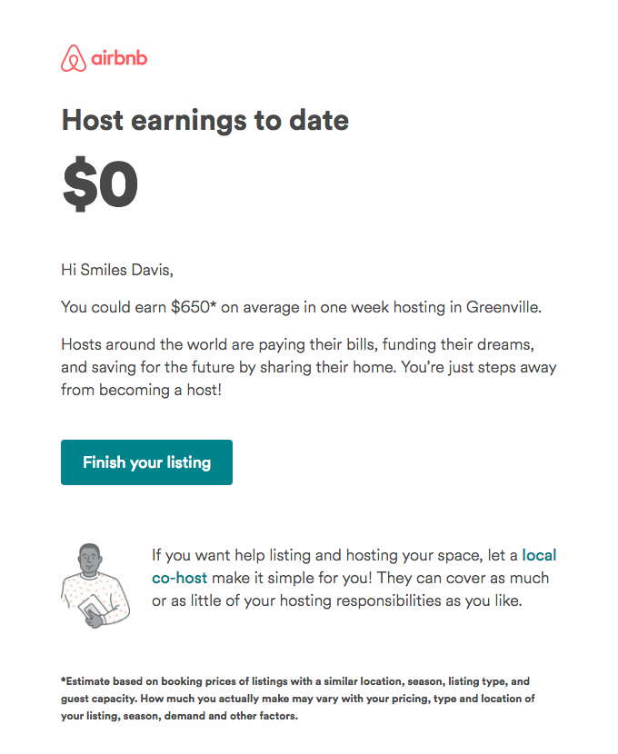 Airbnb re-engagement email example Airbnb re-engagement email example