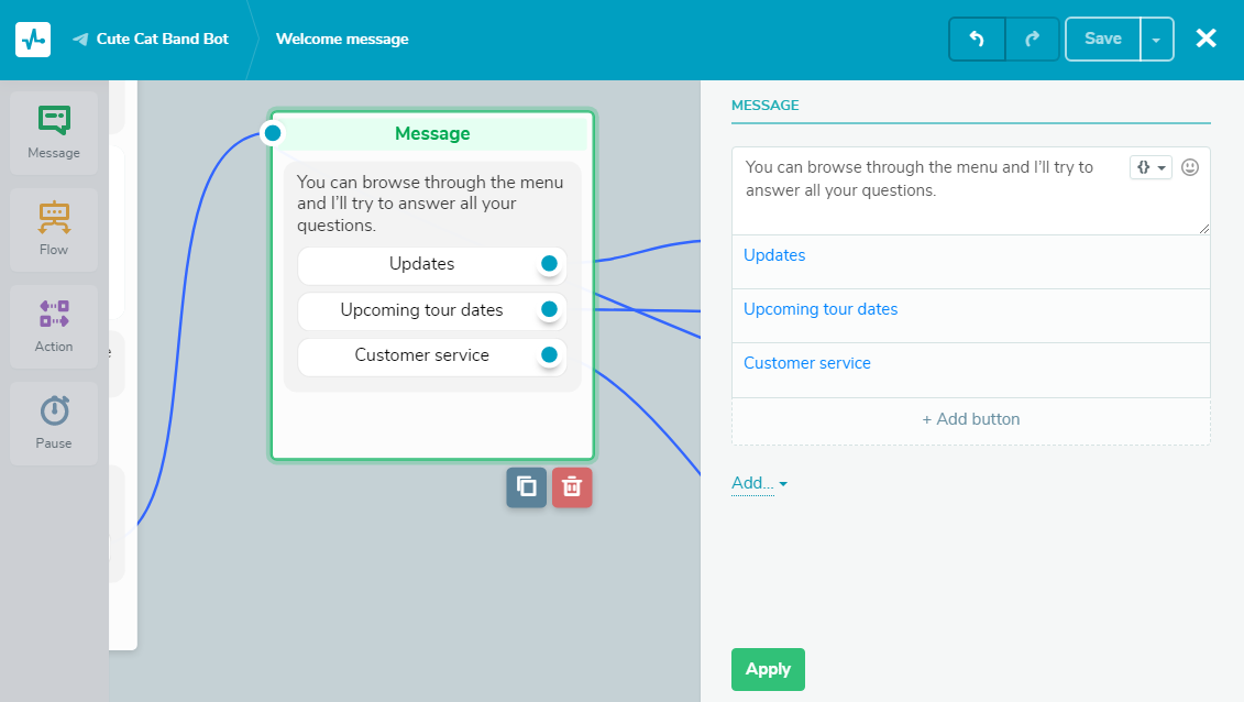 setting up message element setting up message element