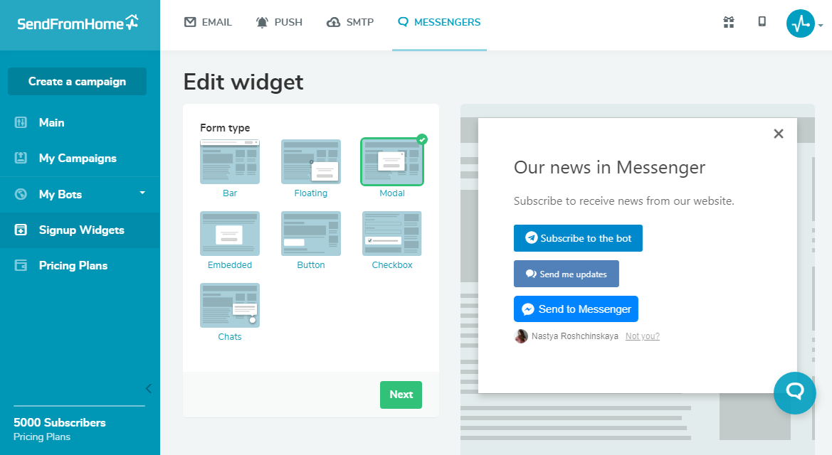 signup widget signup widget