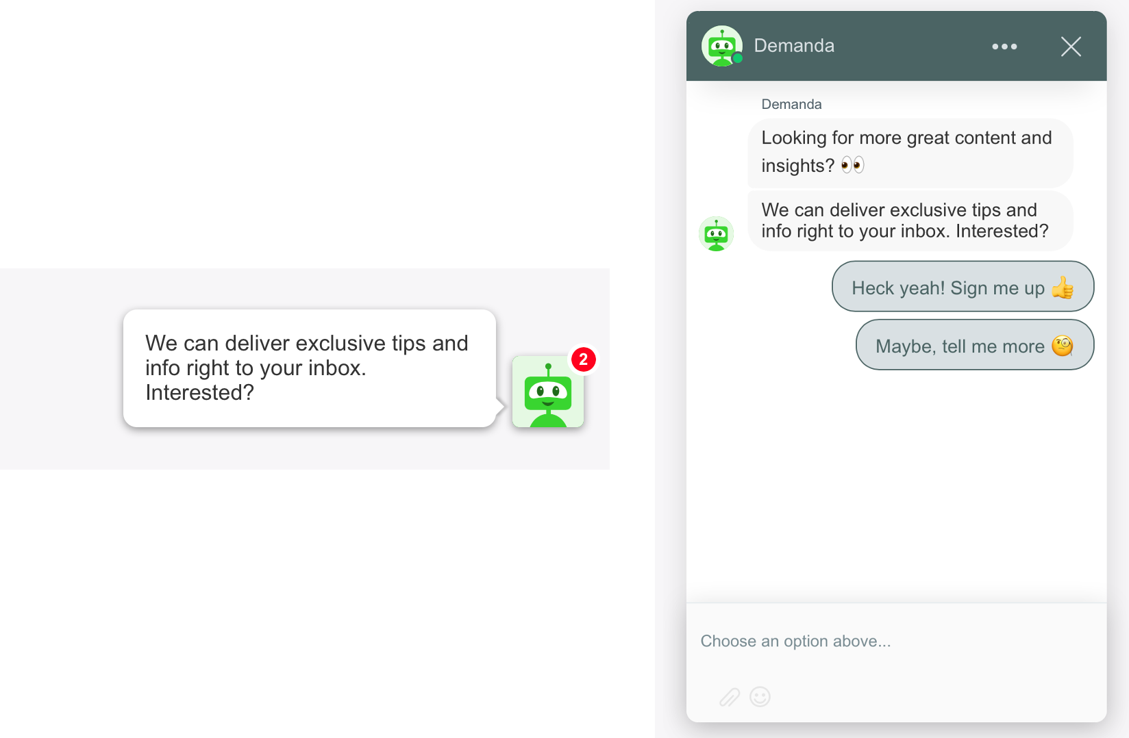 on-page chatbot example on-page chatbot example