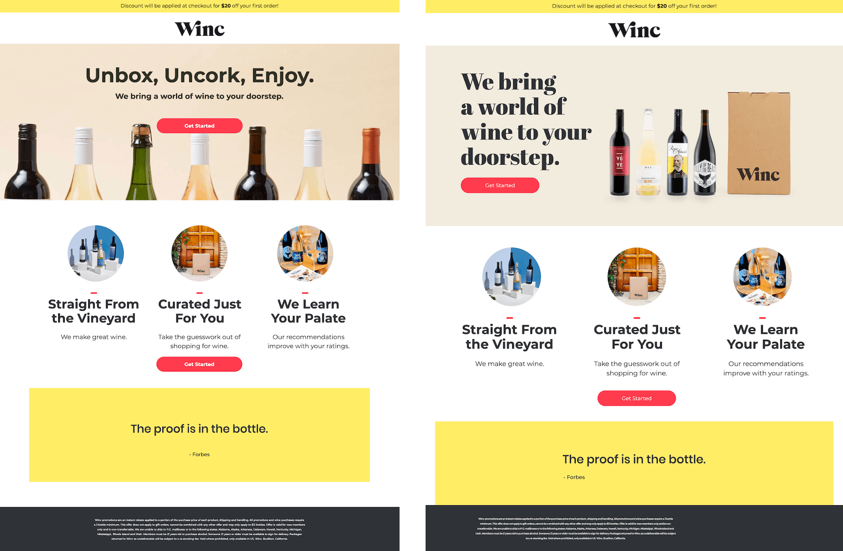 landing page variations landing page variations