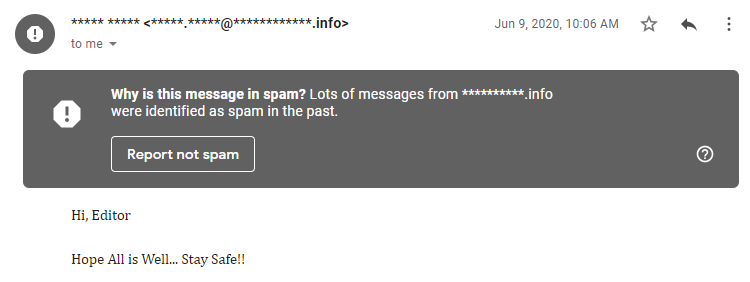 Email, который ушел в папку «Спам» Email, который ушел в папку «Спам»