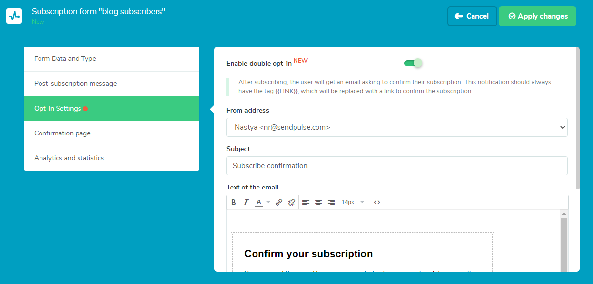 double opt-in enabled double opt-in enabled