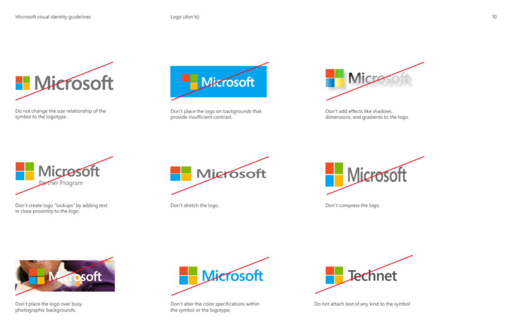 Пример страницы гайдлайна — руководство по использованию логотипа Microsoft Пример страницы гайдлайна — руководство по использованию логотипа Microsoft