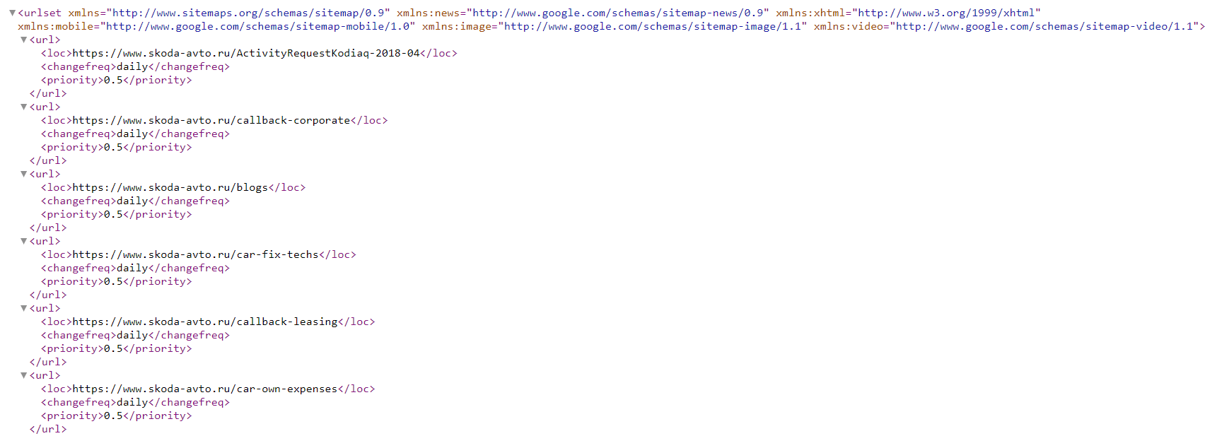 Пример sitemap.xml Пример sitemap.xml