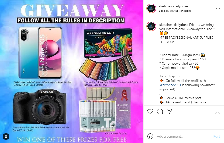 giveaway example giveaway example