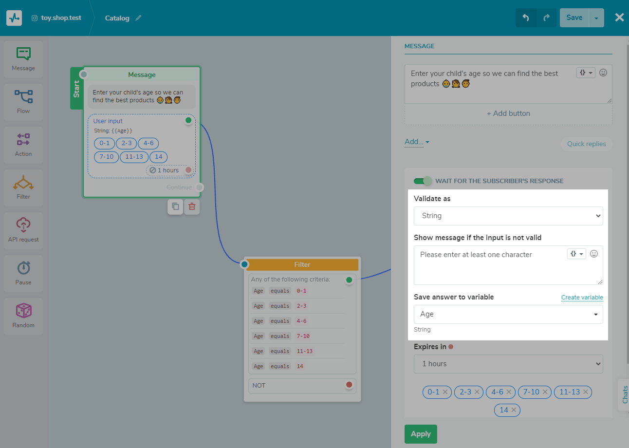 Collect data from your audience with the user input field Collect data from your audience with the user input field