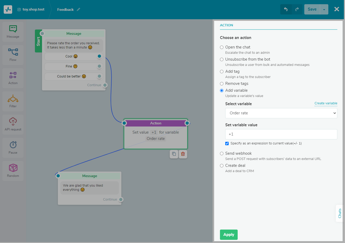 Actions are necessary for making your bot more conversational and flexible Actions are necessary for making your bot more conversational and flexible