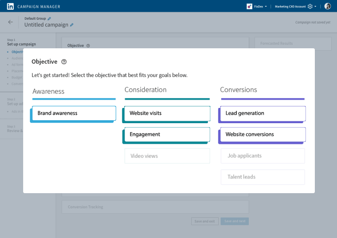 linkedin ad objectives linkedin ad objectives